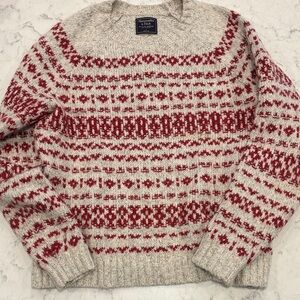 Women's Red and Grey Patterned Sweater
